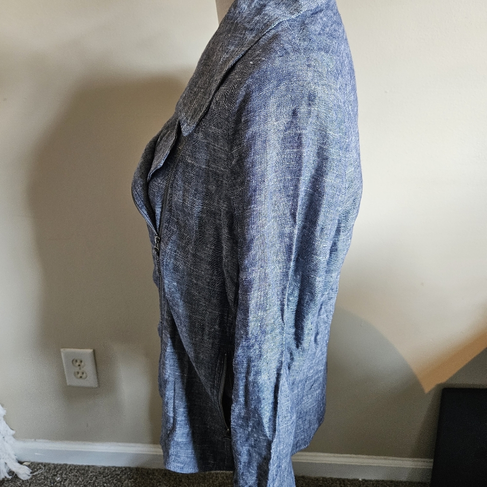 Max Studio Light Blue Denim-Style Jean Jacket - Picture 13 of 14